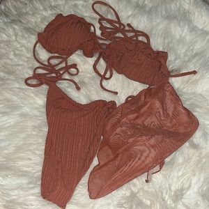 SHEIN 3 Piece Bikini Set (Brown) XL